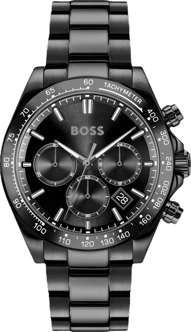 Men's Hero 2.0 Quartz Fashion Chrono Ionic Plated Black Steel Watch, 44mm