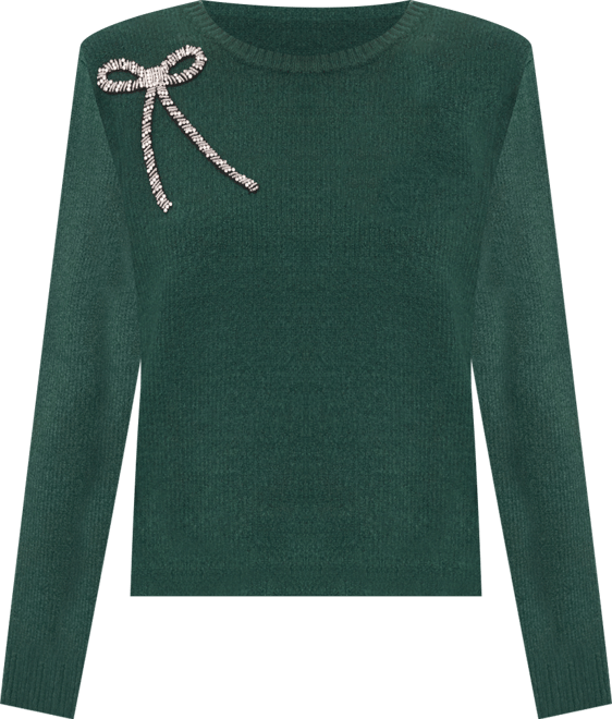 Women's Oversized Bow Applique Long Sleeves Sweater