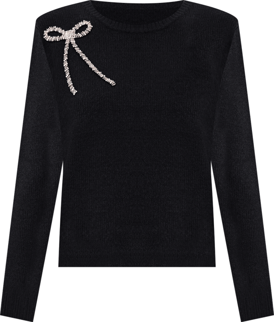 Women's Oversized Bow Applique Long Sleeves Sweater
