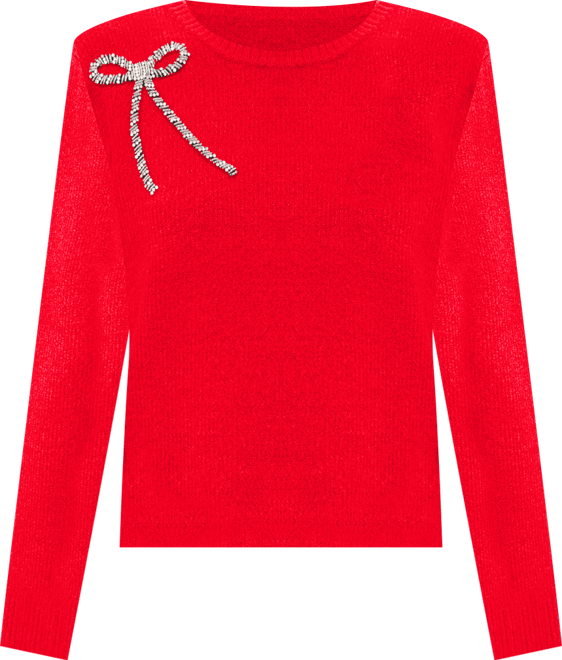 Women's Oversized Bow Applique Long Sleeves Sweater