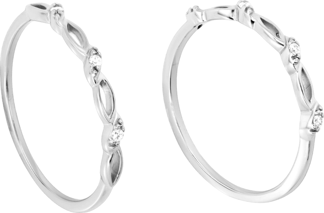 2-Piece Cubic Zirconia Ring Set (0.12 ct. t.w.) over Sterling Silver