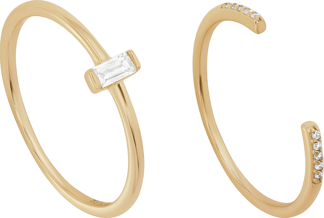 2-Piece Cubic Zirconia Open Stackable Ring Set (0.23 ct. t.w.) in Gold Over Sterling Silver