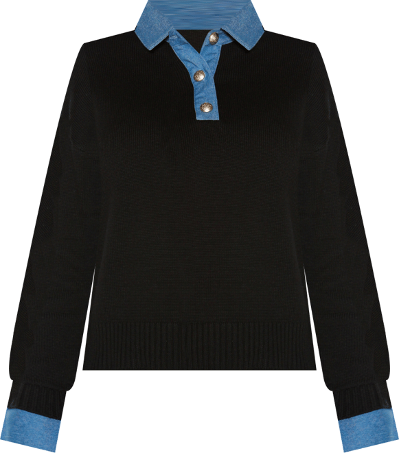 Women's Denim-Trim Twofer Sweater