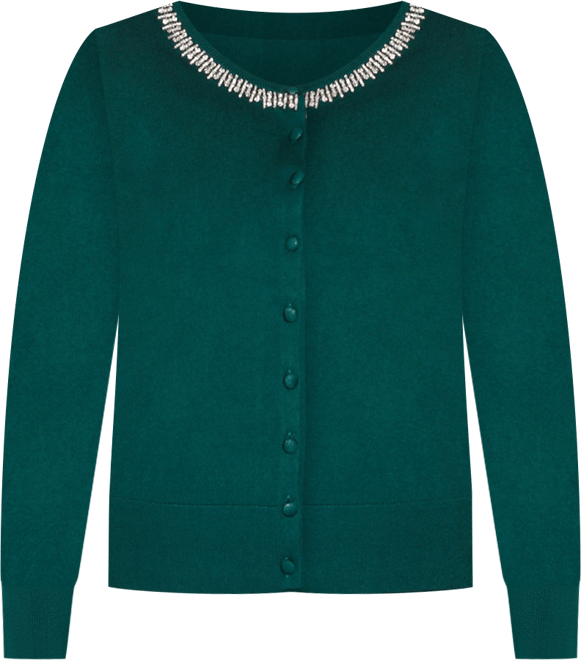 Women's Embellished Neckline Cardigan Sweater