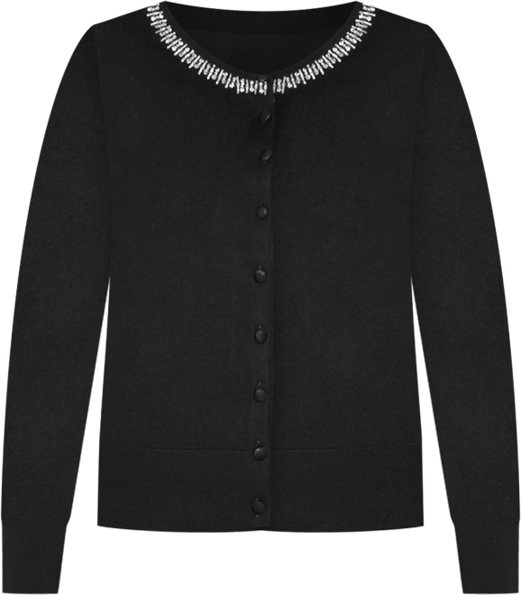 Women's Embellished Neckline Cardigan Sweater