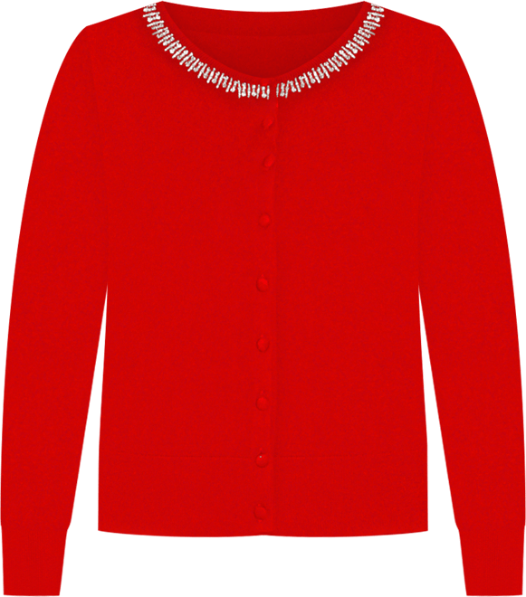 Women's Embellished Neckline Cardigan Sweater