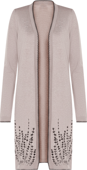 Women's Embroidered Open-Front Cardigan Sweater