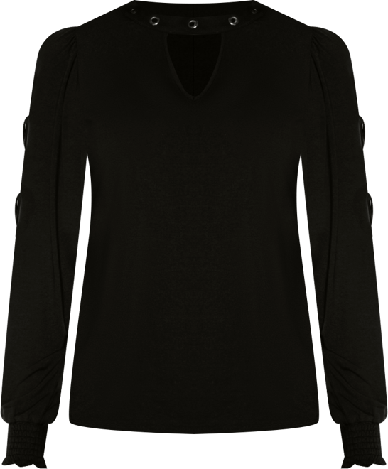 Women's Slit-Sleeve Keyhole Knit Top