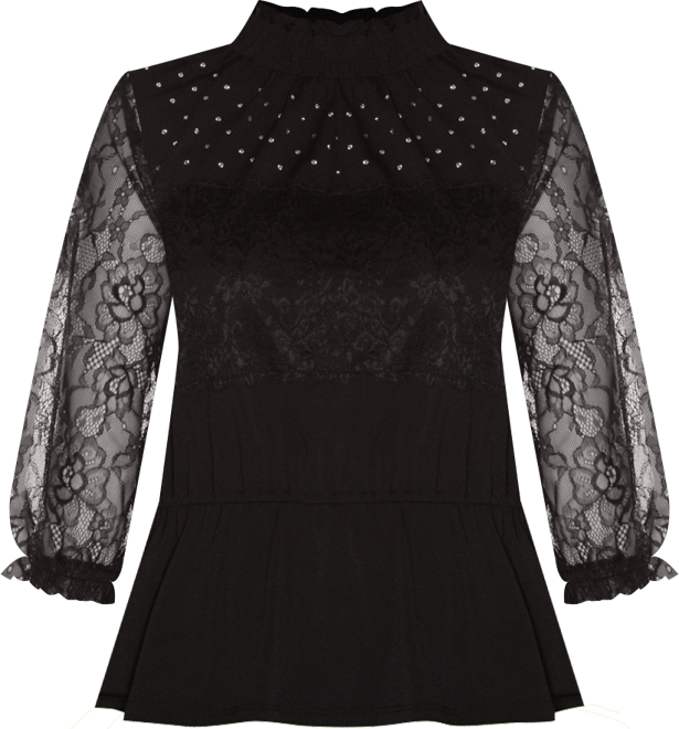 Women's Mixed-Media Embellished Knit Top