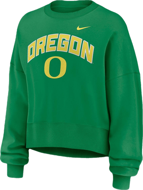 Women's Green Oregon Ducks Oversized Phoenix Arch Pullover Sweatshirt