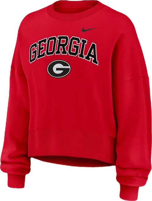 Women's Red Georgia Bulldogs Oversized Phoenix Arch Pullover Sweatshirt