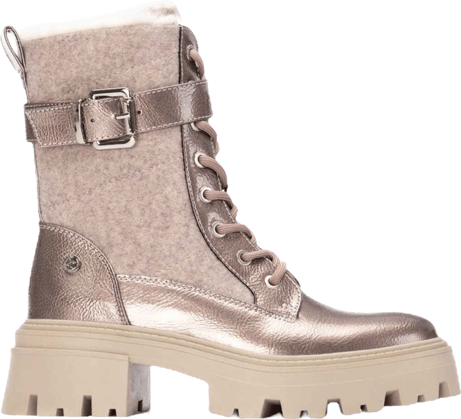 Women's Patent Leather Combat Booties By 