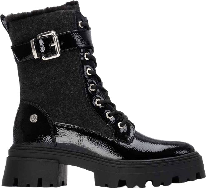 Women's Patent Leather Combat Booties By 