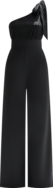 Women's One-Shoulder Bow Tie Wide-Leg Jumpsuit