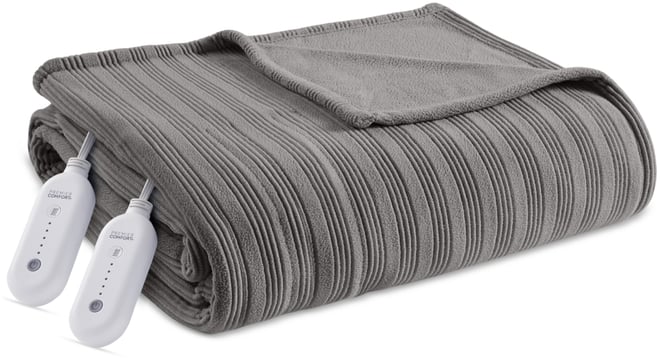 Heated Textured Fleece Blanket, Queen
