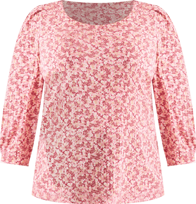 Plus Size Printed 3/4-Sleeve Blouse, Macy's Exclusive