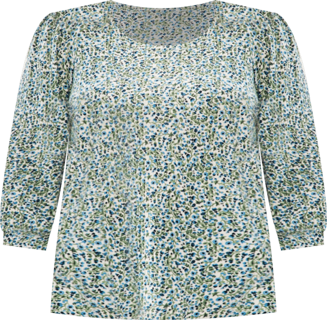 Plus Size Printed 3/4-Sleeve Blouse, Macy's Exclusive