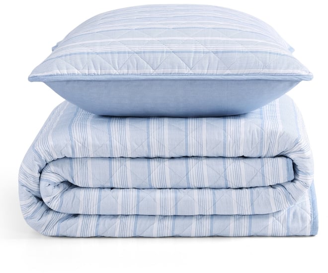 Sailing Stripe Cotton Reversible 3-Pc. Quilt Set, King