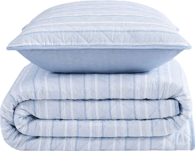 Sailing Stripe Cotton Reversible 2-Pc. Quilt Set, Twin