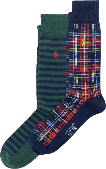 Men's 2-Pack Plaid and Stripe Socks