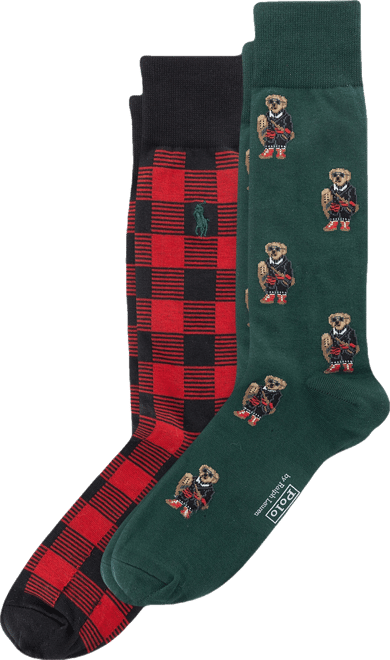 Men's 2-Pack Mini Holiday Bear Slack Socks