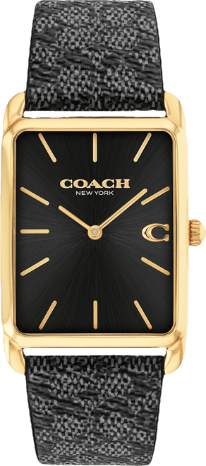 Men's Elliot Black Leather Strap Watch, 32 x 36mm