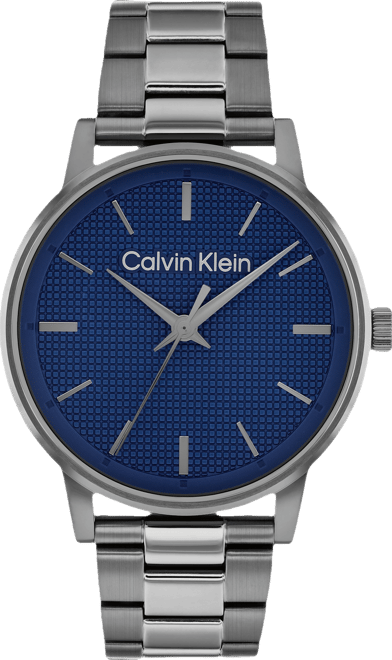 Men's Ck Linked Ionic Plated Grey Steel Bracelet Watch 41mm