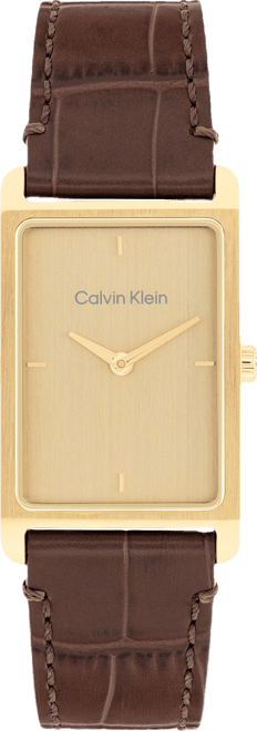 Men's Dapper Brown Leather Strap Watch, 24mm