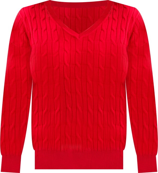Plus Size Cotton Cable-Knit V-Neck Sweater, Macy's Exclusive