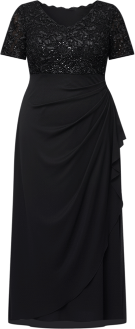 Plus Size Soutache Embellished Short-Sleeve Gown