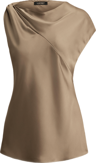 (取寄) ローレン ラルフローレン レディース シャルムーズ アシンメトリカル ブラウザ Lauren Ralph Lauren women Charmeuse Asymmetrical Blouse Taupe Brown Lauren Ralph Lauren Women's Charmeuse Asymmetrical Blouse - Macy's