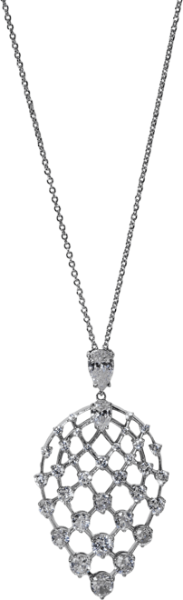 Cubic Zirconia Lacey Pendant Necklace, 17" + 3" extender