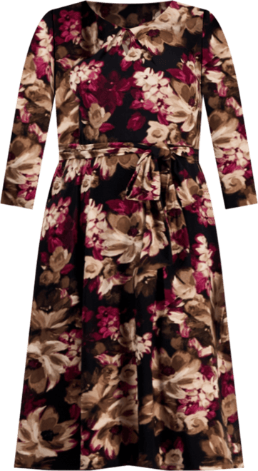 Floral-Print Keyhole Fit & Flare Dress, Regular & Petites