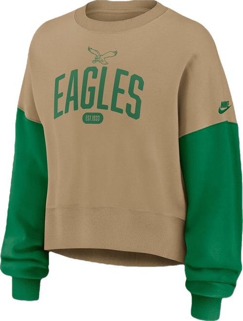 Women's Tan Philadelphia Eagles Oversized Rewind Pullover Sweatshirt