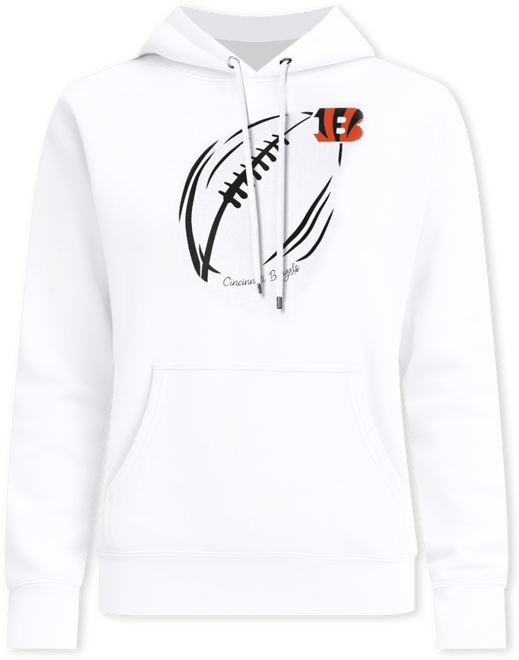 Women's White Cincinnati Bengals Football Logo Fleece Tri-Blend Pullover Hoodie