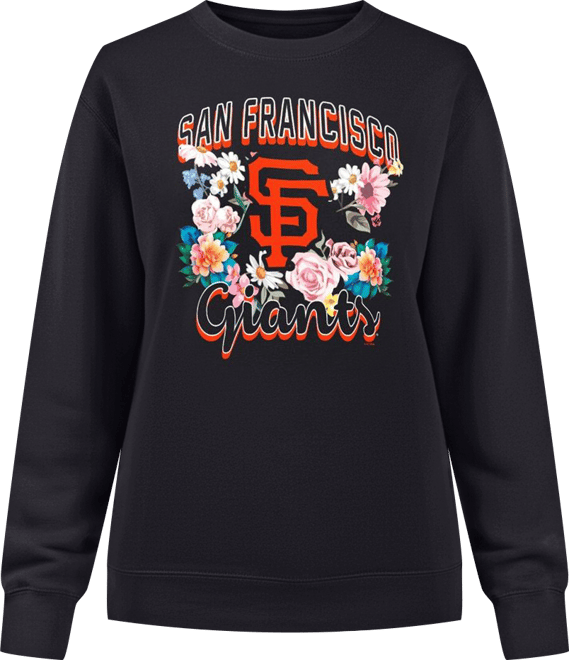 Women's Black San Francisco Giants Flowers Graphic Pullover Sweatshirt