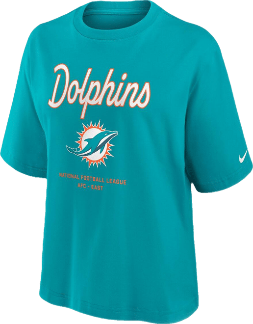Women's Aqua Miami Dolphins Essential Script Relaxed Boxy T-Shirt