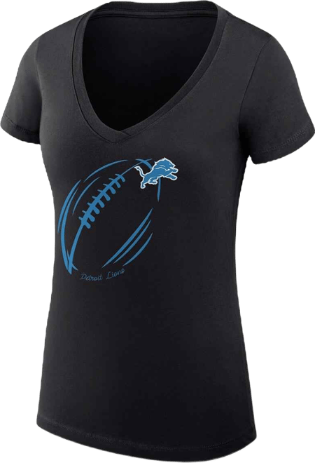Women's Black Detroit Lions Super-Slim Fit Lightweight Subtle Football V-Neck T-Shirt