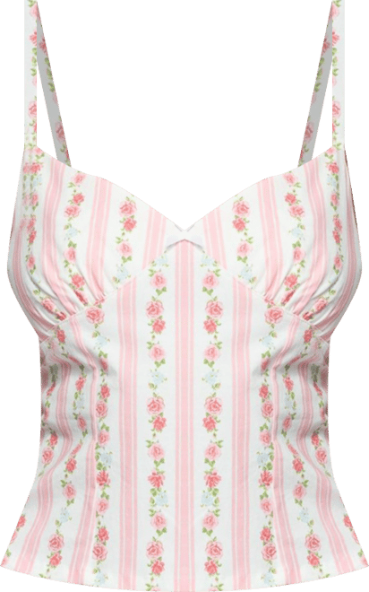 Womens Raia Floral Striped Backless Top