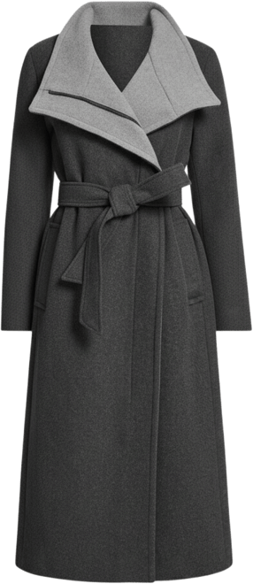 Women's Wing Collar Asymmetrical Wrap Coat