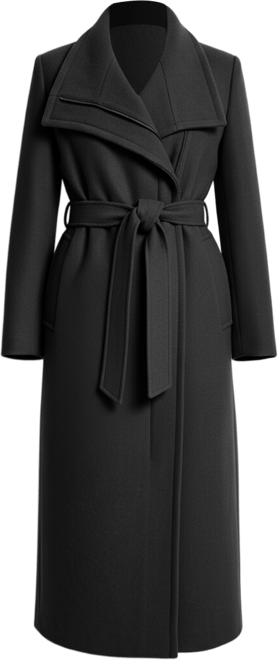 Women's Wing Collar Asymmetrical Wrap Coat