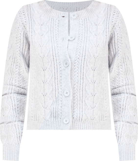 Juniors' Cable-Knit Button-Front Lady Cardigan