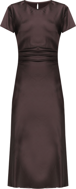 staud marcel silk dress Staud Marcel Ruched Stretch-Silk Charmeuse Midi Dress - Brown - 50% Off