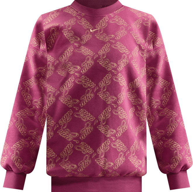 Nike Sportswear Club Fleece Big Kids' (Girls') Oversized Printed Crewneck Sweatshirt