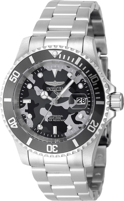 Men's 48566 Pro Diver Quartz 3 Hand Grey, Camouflage Dial Watch