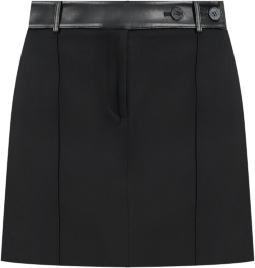 Women's Seamed Faux-Leather Trimmed Skirt