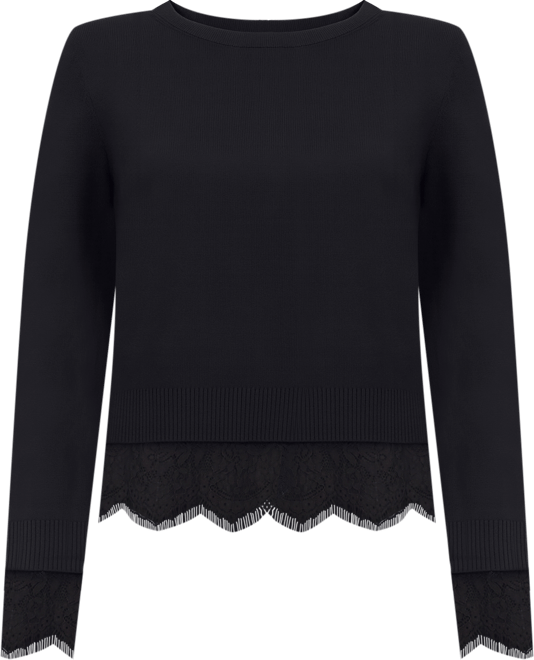 Women's Lace Hem Long Sleeves Sweater