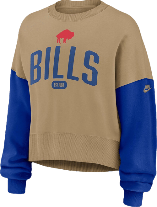 Women's Tan Buffalo Bills Oversized Rewind Pullover Sweatshirt