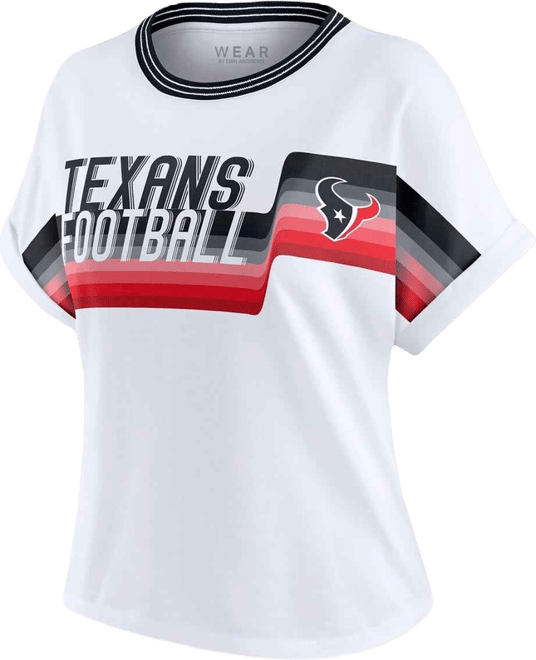 Women's White Houston Texans Cropped Center Stripe Dolman T-Shirt