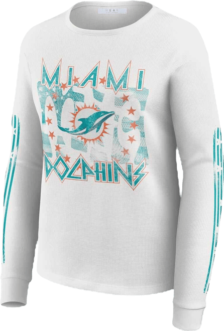 Women's White Miami Dolphins Graphic Waffle Long-Sleeve T-Shirt
